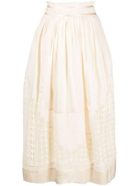 Cadena lace-insert midi skirt by ULLA JOHNSON