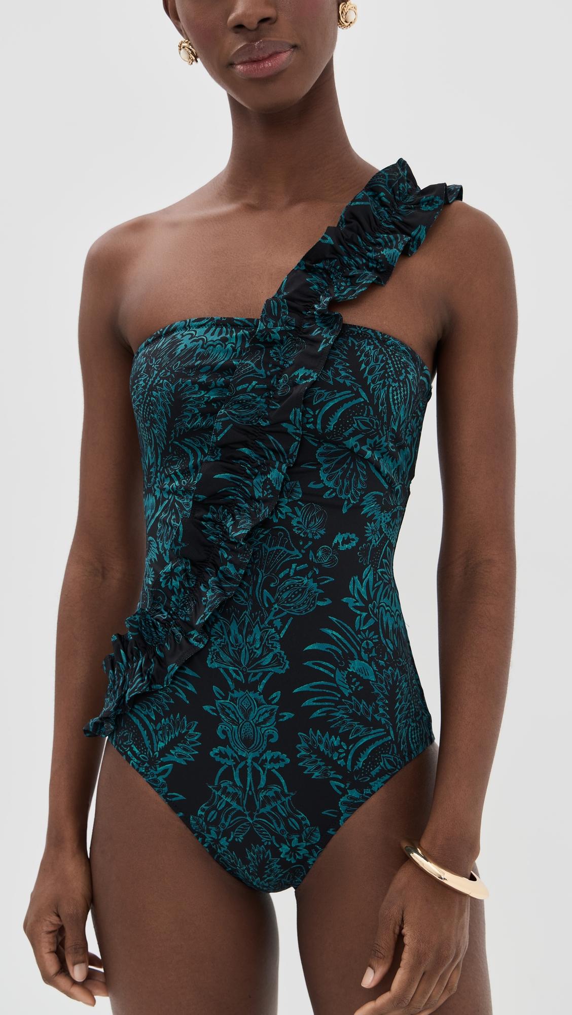 Capri One Shoulder Maillot Swimsuit by ULLA JOHNSON