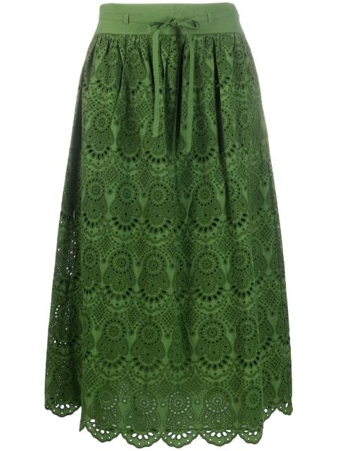 Clarabella eyelet-detail skirt by ULLA JOHNSON