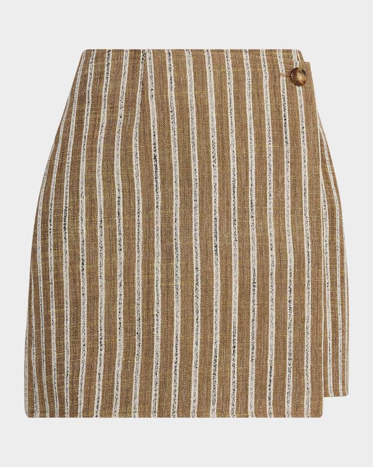 Doria Stripe Mini Wrap Skirt by ULLA JOHNSON