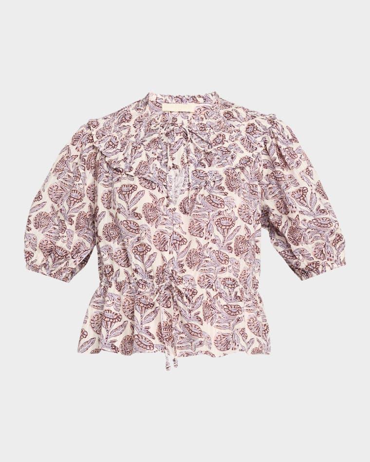 Elvie Printed Short-Sleeve Blouse by ULLA JOHNSON