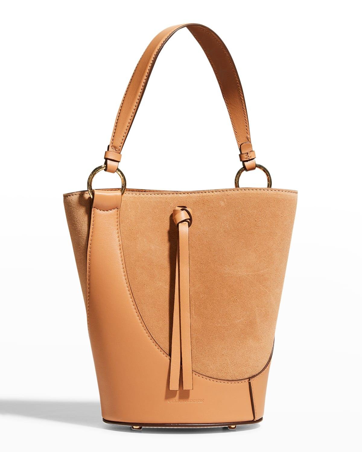 Esme Mixed Leather Small Bucket Tote Bag by ULLA JOHNSON