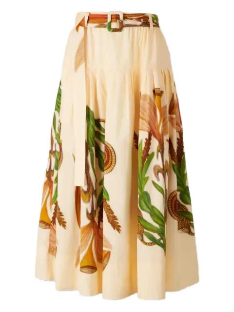 Filagree botanical-print belted midi skirt by ULLA JOHNSON