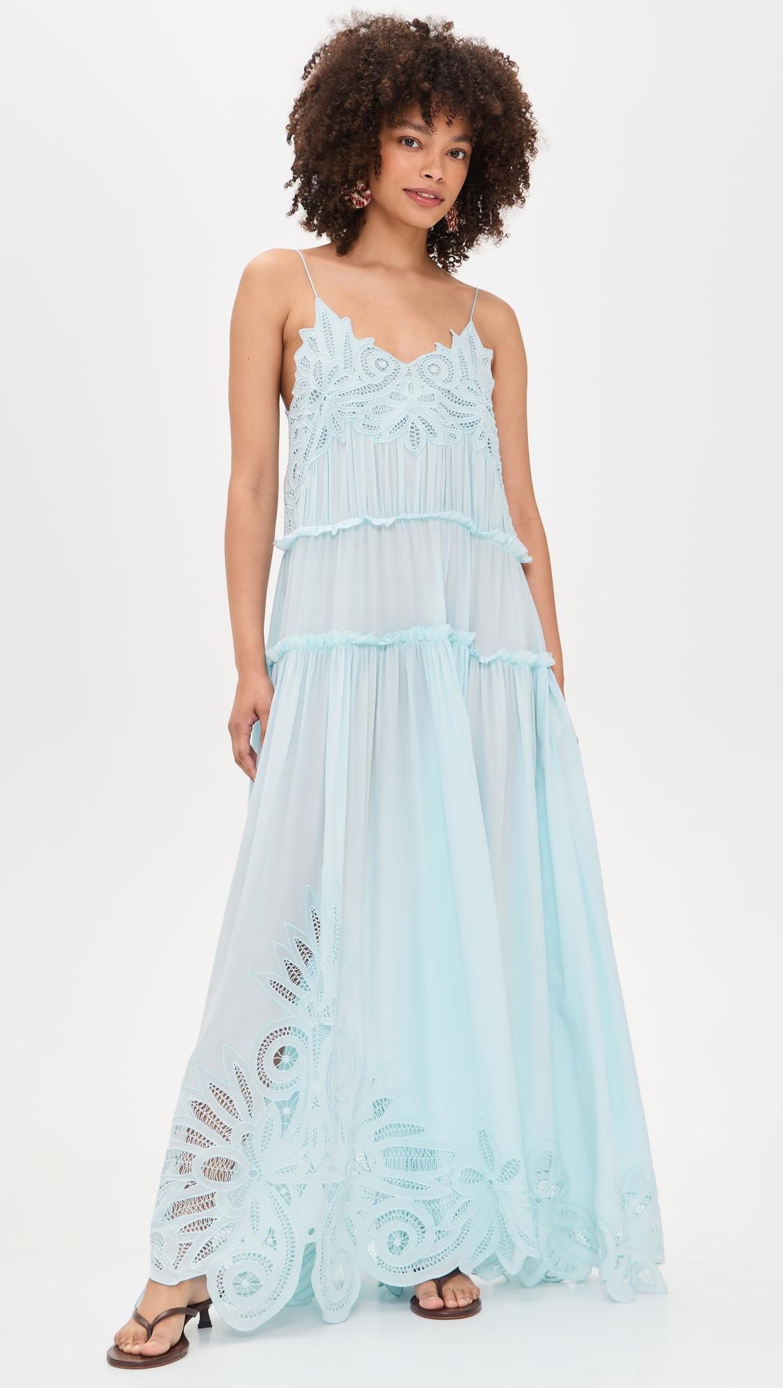 Filippa Lace Applique Silk Gown by ULLA JOHNSON