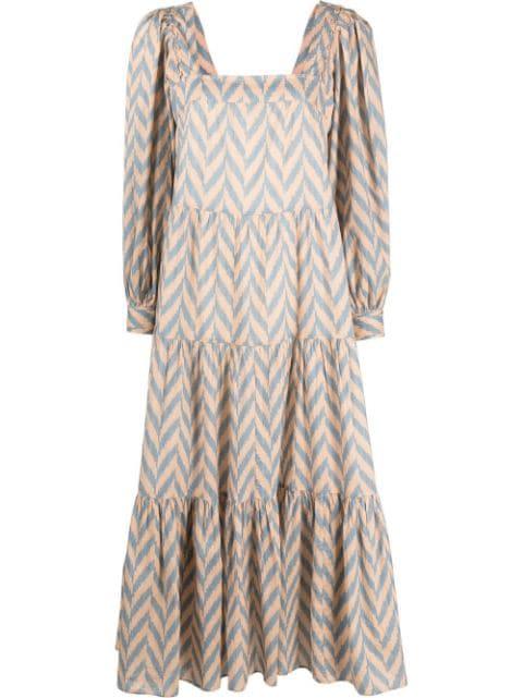 Georgina chevron-print tiered dress by ULLA JOHNSON