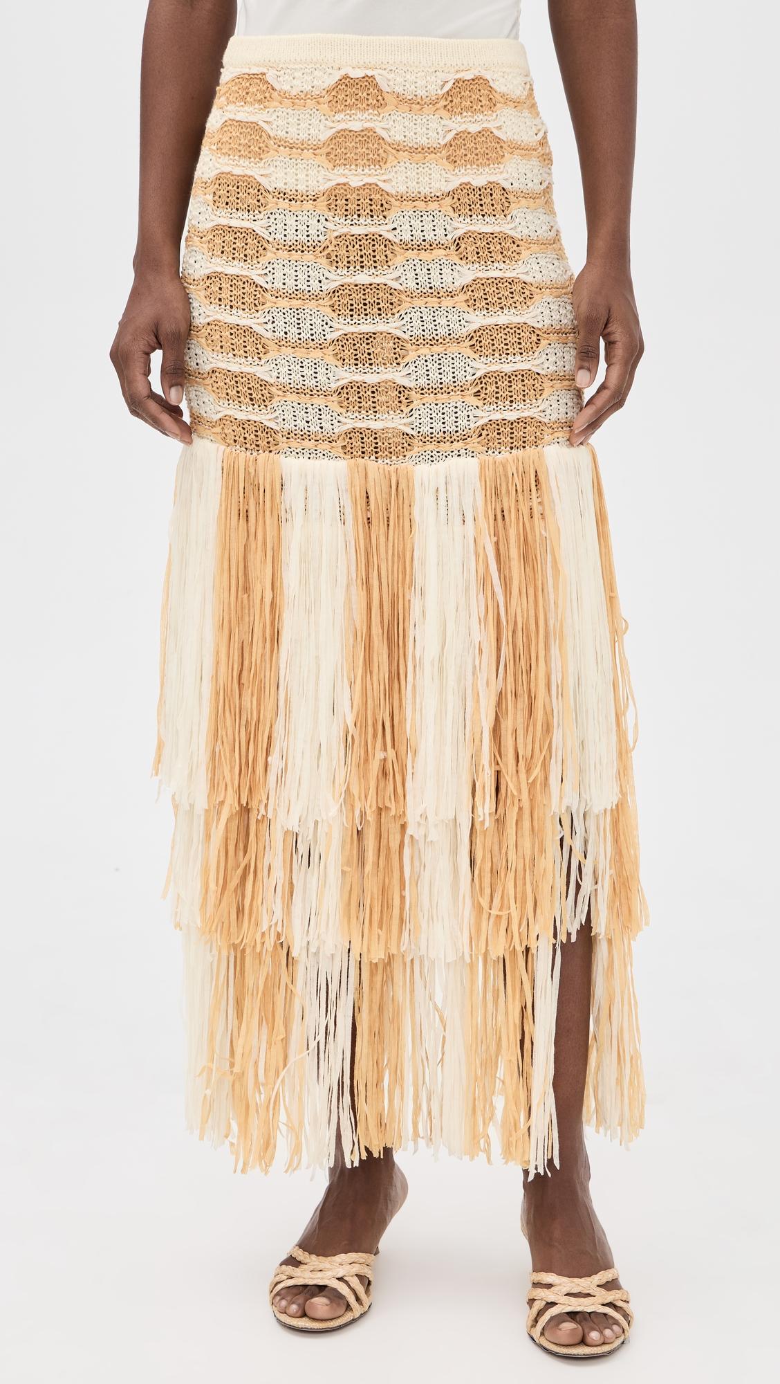 Giulietta Fringe Knit Skirt by ULLA JOHNSON