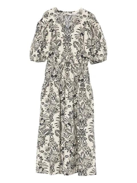 Harriet puff-sleeve midi dress by ULLA JOHNSON