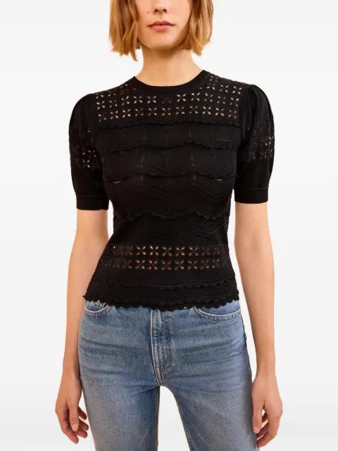 Marcelena eyelets-detail ruffled top by ULLA JOHNSON