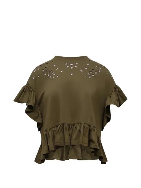 Mariana eyelet-embroidered peplum top by ULLA JOHNSON