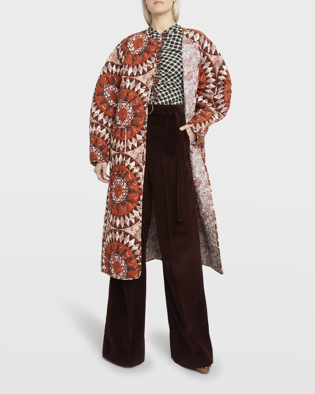 Marta Belted Quilted Long Coat by ULLA JOHNSON