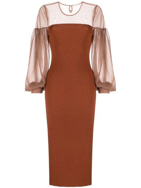 Milla sheer-panelling ribbed dress by ULLA JOHNSON