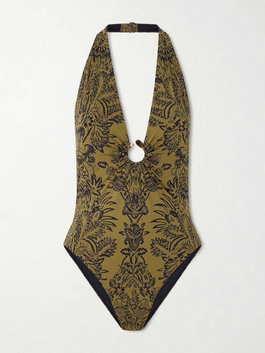 Milos embellished ring-detailed printed swimsuit by ULLA JOHNSON