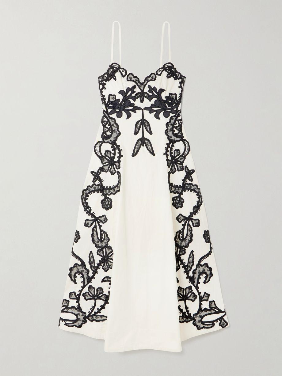 Miray appliquéd cotton midi dress by ULLA JOHNSON