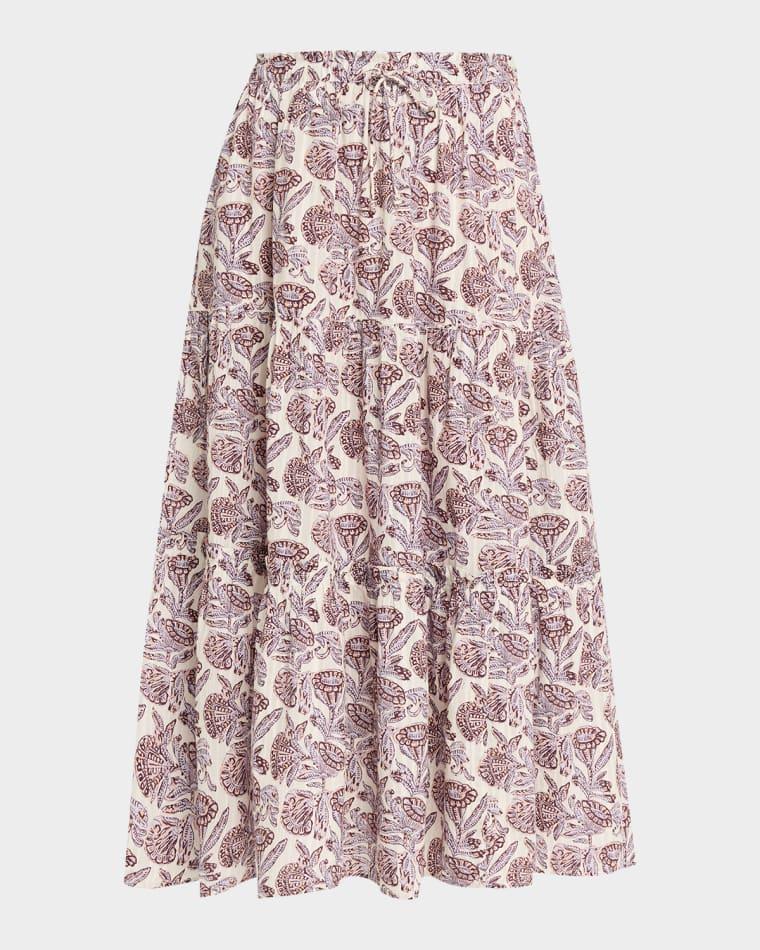 Nessa Tiered Midi Skirt by ULLA JOHNSON
