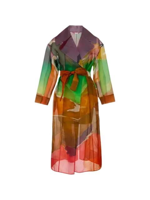 Novalie belted printed coat by ULLA JOHNSON