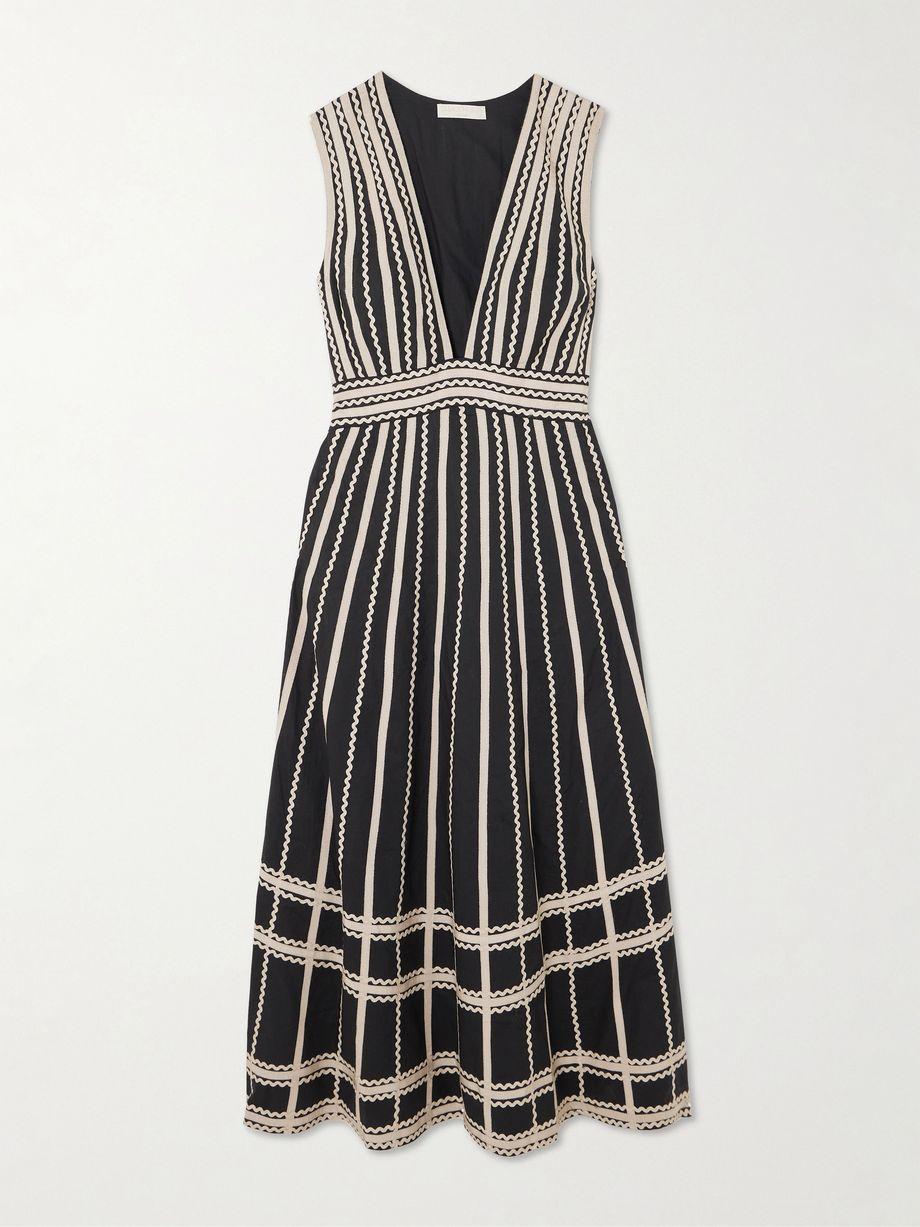 Palermo ricrac and grosgrain-trimmed cotton-poplin midi dress by ULLA JOHNSON