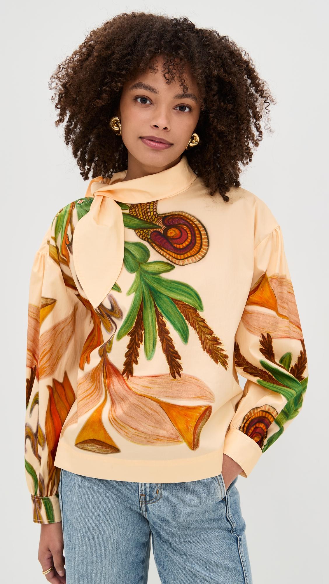 Pastel Long Sleeve Silk Blouse by ULLA JOHNSON
