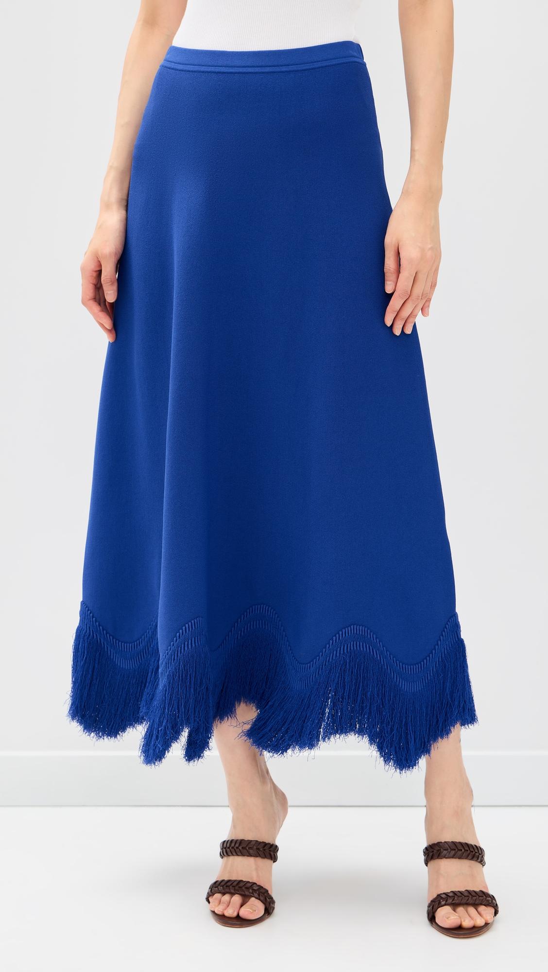 Paulina Knit Skirt with Fringe by ULLA JOHNSON