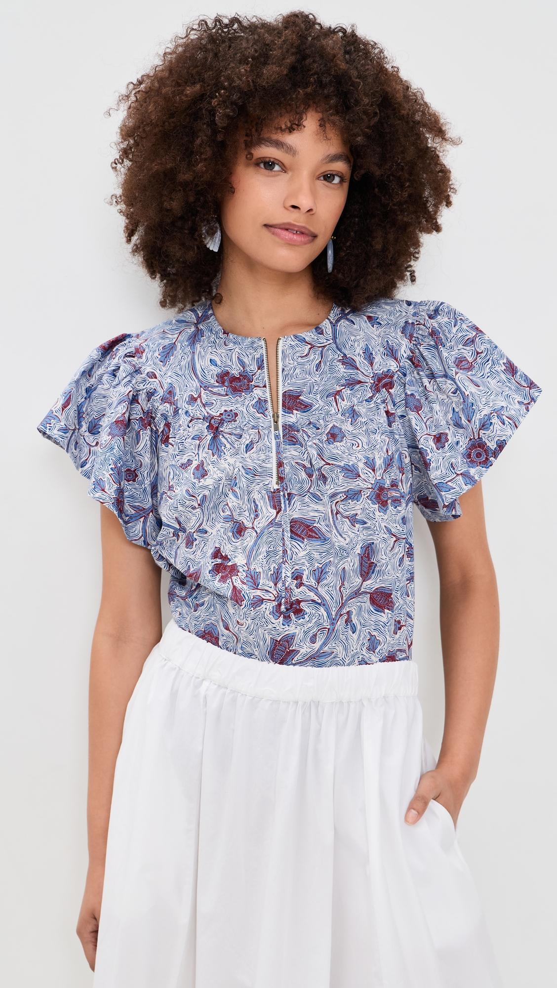 Perline Short Sleeve Cotton Blouse by ULLA JOHNSON