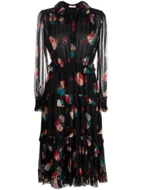 Reina chiffon midi dress by ULLA JOHNSON