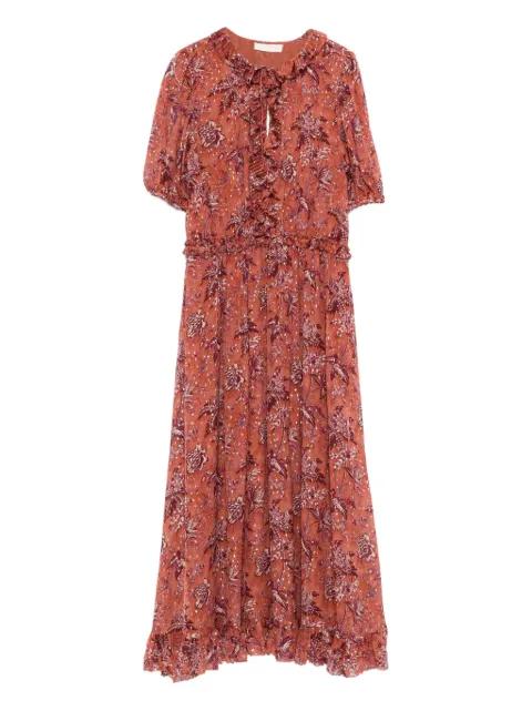 Rosamunde ruffled floral-pattern midi dress by ULLA JOHNSON