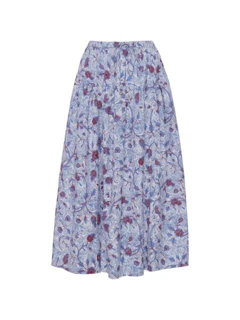 Rosen Midi floral-print drawstring skirt by ULLA JOHNSON