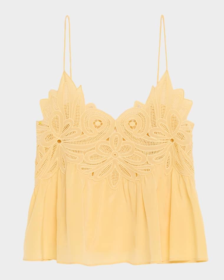 Rosie Embroidered Silk Top by ULLA JOHNSON