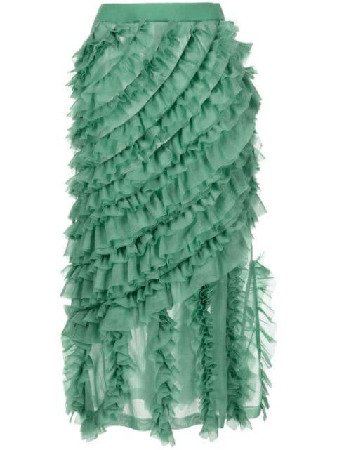 Sarafina ruffled midi skirt by ULLA JOHNSON