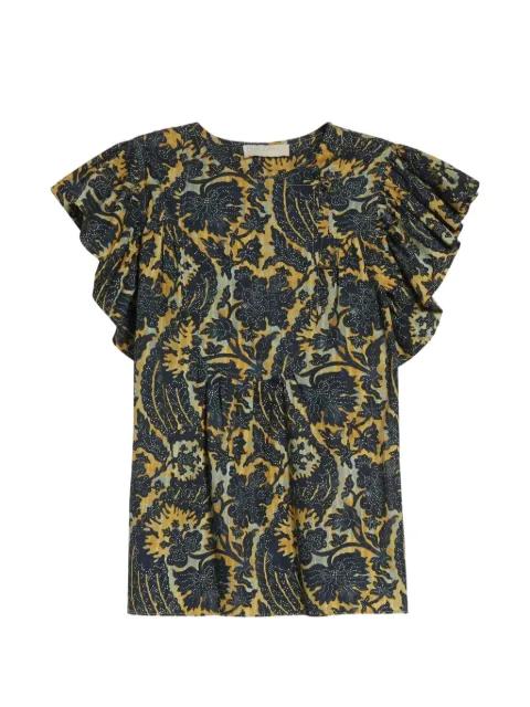 Sienna ruffled floral-print top by ULLA JOHNSON