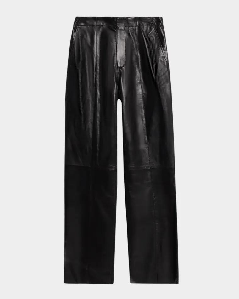 Tullia Leather Straight-Leg Trousers by ULLA JOHNSON