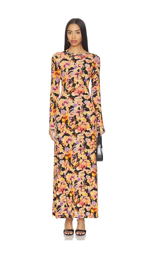 Ulla Johnson Amari Long Sleeve Jersey Dress in Black,Orange by ULLA JOHNSON