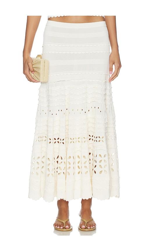 Ulla Johnson Annisa Eyelet Knit Skirt in Ivory by ULLA JOHNSON