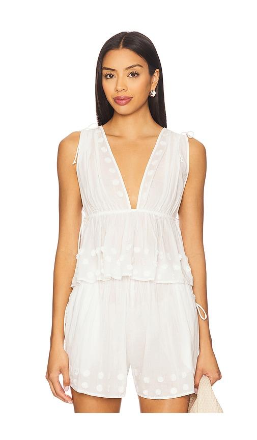 Ulla Johnson Anya Plunge V Neck Top Coverup in White by ULLA JOHNSON