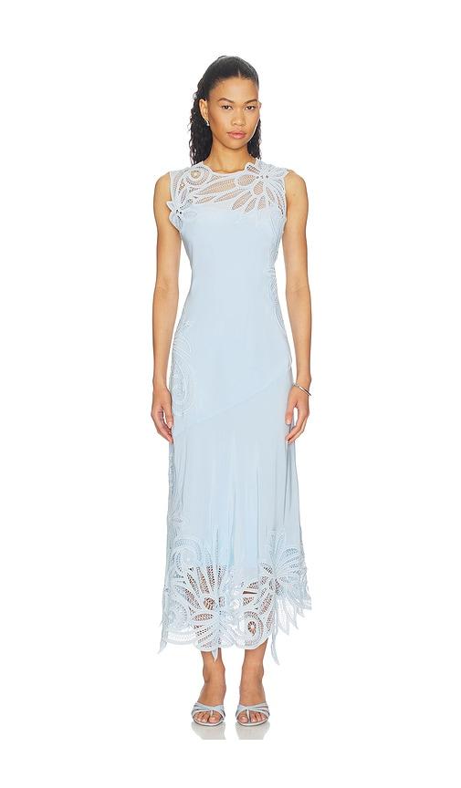 Ulla Johnson Idra Lace Applique Dress in Baby Blue by ULLA JOHNSON