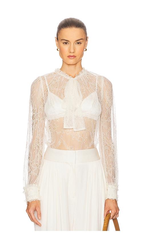 Ulla Johnson Iliana Necktie Long Sleeve Blouse in White by ULLA JOHNSON