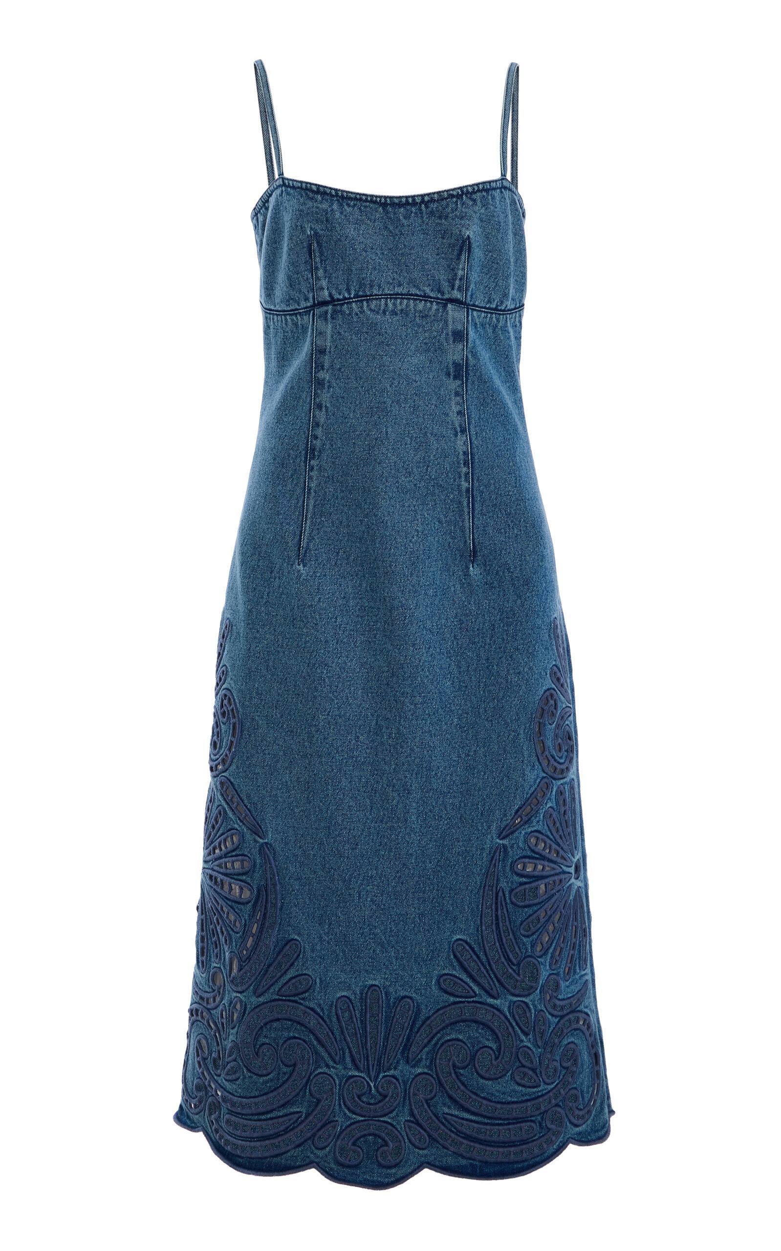 Ulla Johnson The Jane Eyelet Denim Midi Dress - Moda Operandi by ULLA JOHNSON
