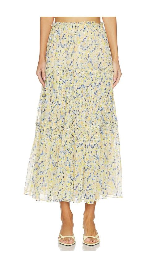 Ulla Johnson Virginie Silk Skirt in Yellow,Blue by ULLA JOHNSON