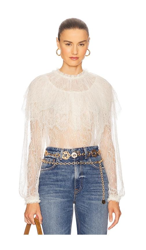 Ulla Johnson Viviane Cape Layer Long Sleeve Blouse in White by ULLA JOHNSON