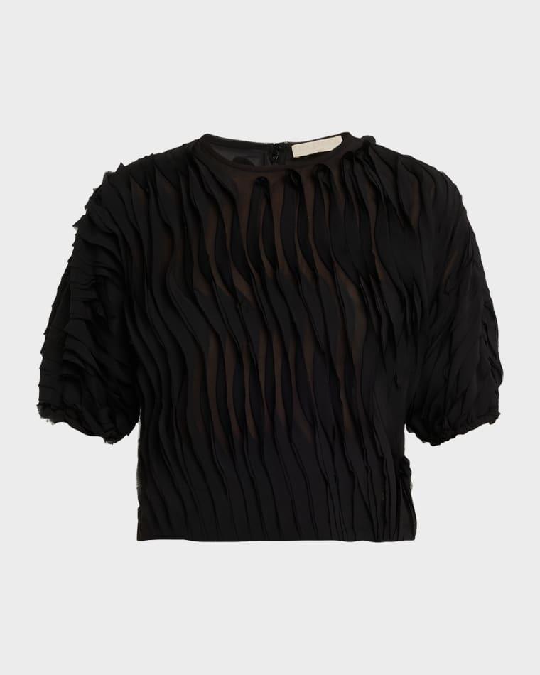 Vayda Semi-Sheer Ruffle Top by ULLA JOHNSON