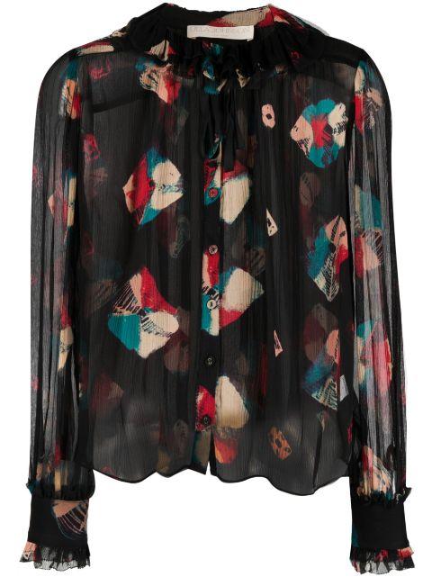 abstract-print sheer blouse by ULLA JOHNSON