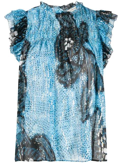 abstract print sleeveless blouse by ULLA JOHNSON