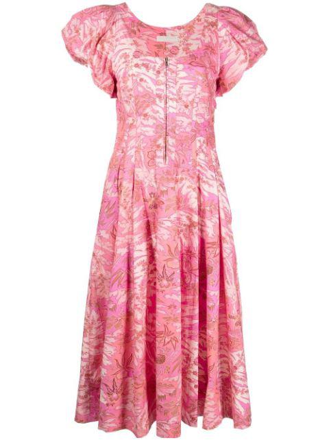 botanical-print zip-up dress by ULLA JOHNSON