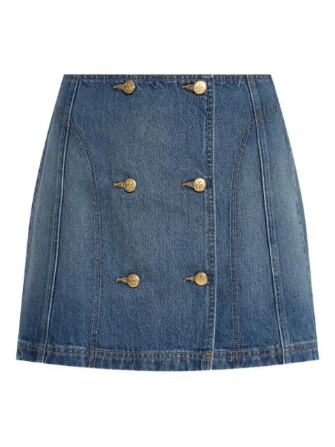 button-embellished denim skirt by ULLA JOHNSON