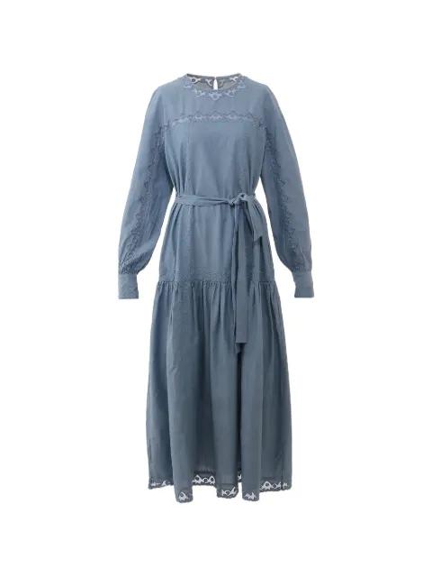 embroidered belted dress by ULLA JOHNSON