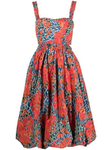 graphic-print sweetheart neck dress by ULLA JOHNSON