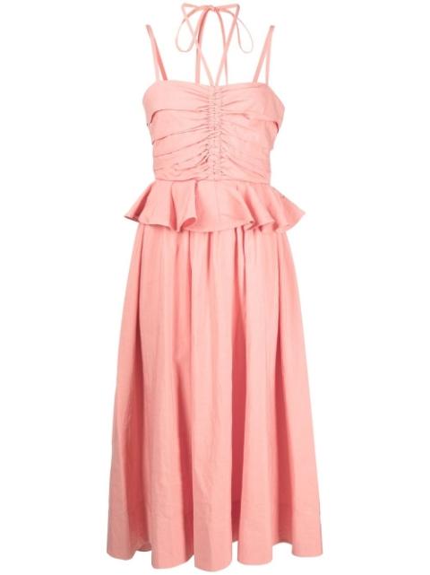halterneck ruffled midi dress by ULLA JOHNSON