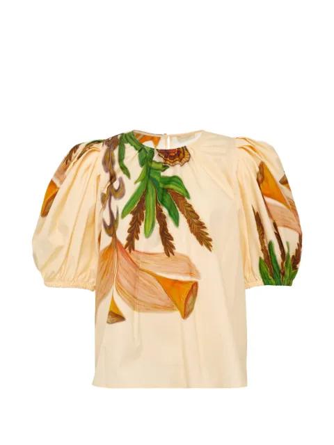 puff-sleeve floral top by ULLA JOHNSON