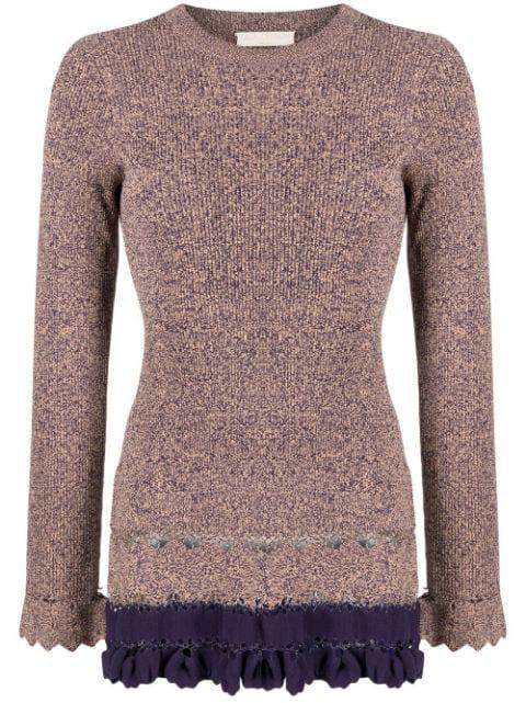 ribbed ruffle-trim jumper by ULLA JOHNSON