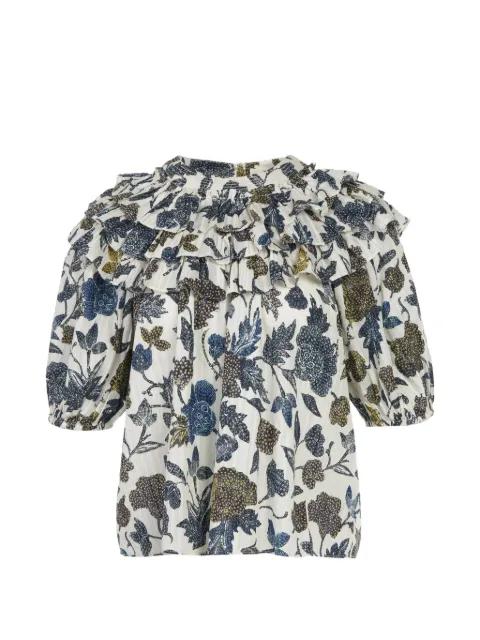ruffled floral blouse by ULLA JOHNSON