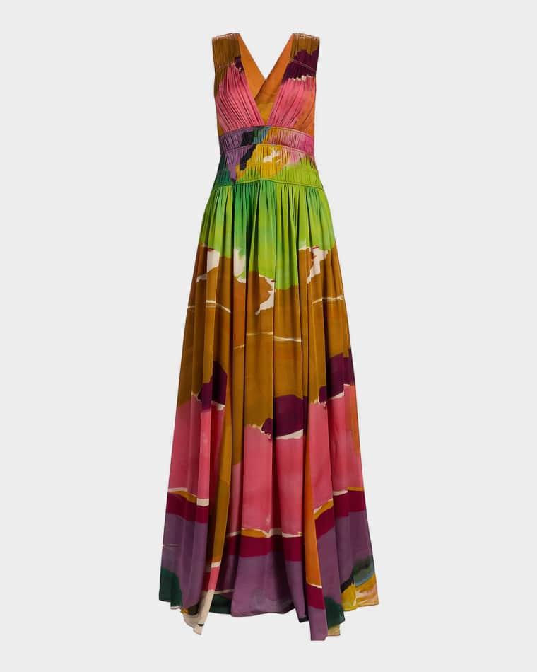 x Helen Frankenthaler Boheme Silk-Chiffon Gown by ULLA JOHNSON